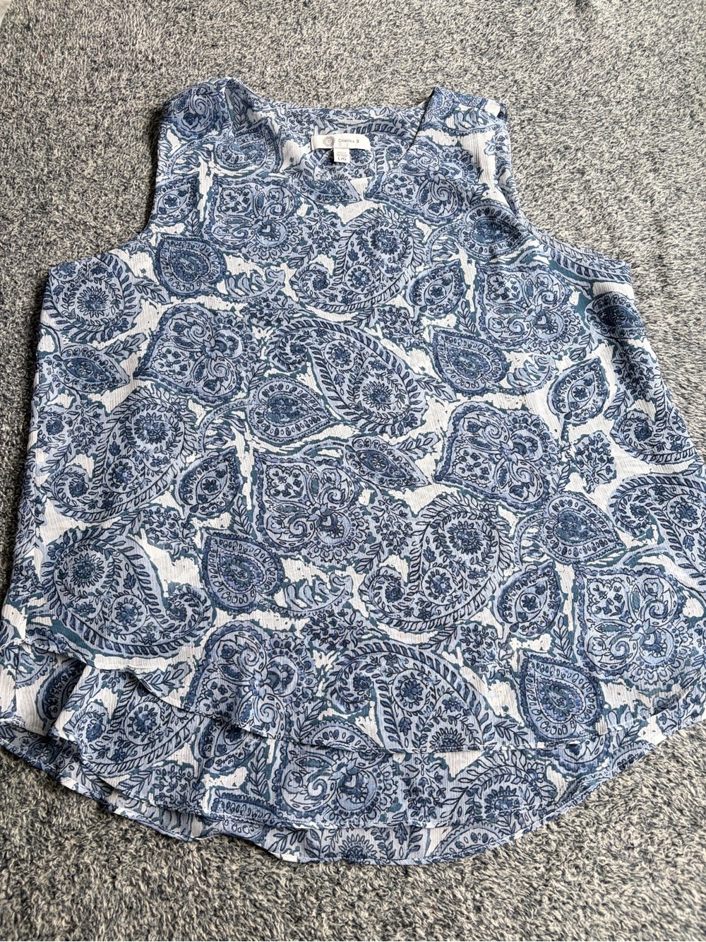 Christina Blue Paisley Notch-Neck Sleeveless Camisole - Picture 8 of 11